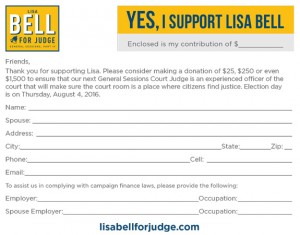 Lisa Bell for Judge - Contribution Card